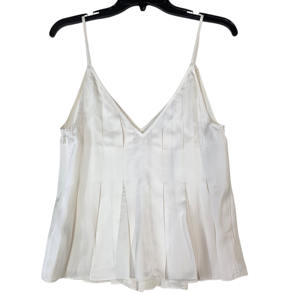 7 For All Mankind pleated V neck satin White Camisole